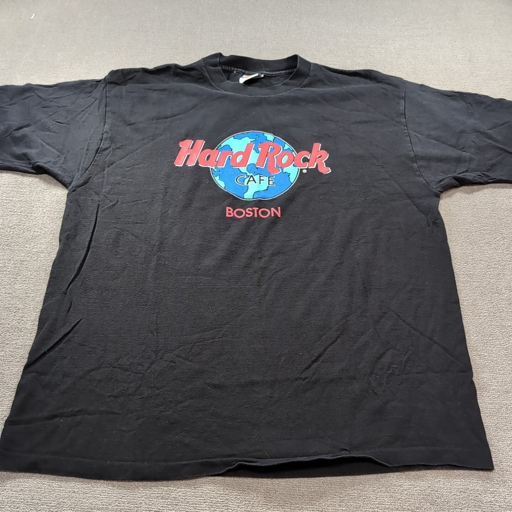 Vintage‎ Hard Rock Cafe Rare Boston Single Stitch T-shirt Mens XL Black USA
